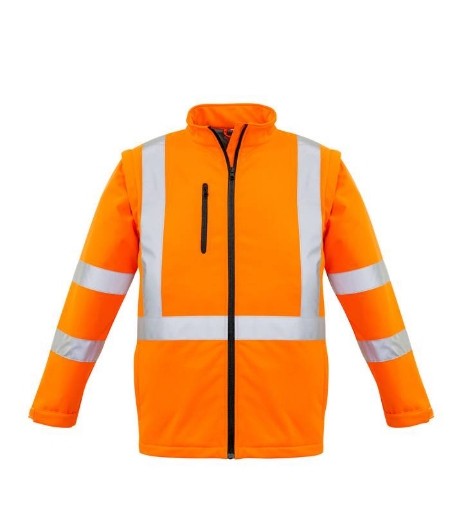 Picture of Syzmik, Unisex Hi Vis X Back 2 in 1 Softshell Rain Jacket