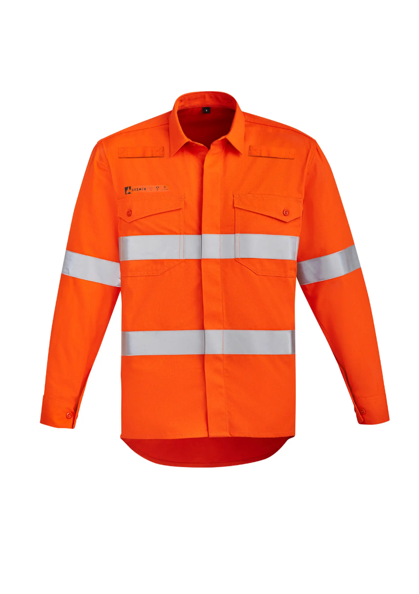 Picture of Syzmik, Mens Orange Flame HRC 2 Hoop Taped Open Front Spliced Shirt