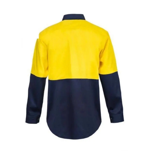 Picture of WorkCraft, Hi Vis Two Tone Long Sleeve Cotton Drill Shirt W Press Studs