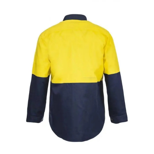 Picture of WorkCraft, Hi Vis Two Tone Long Sleeve Cotton Drill Shirt