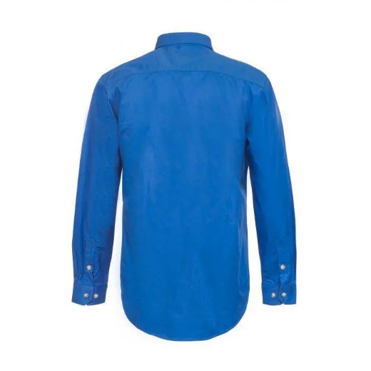 Picture of WorkCraft, Lightweight Long Sleeve Half Placket Cotton Drill Shirt W Contrast Buttons