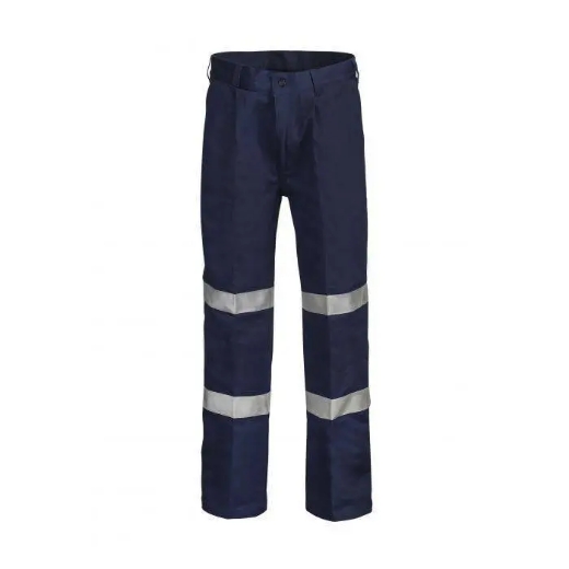 Picture of WorkCraft, Classic Single Pleat Cotton Drill Trouser W CSR Reflective Tape