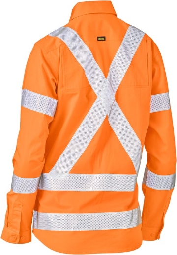 Picture of Bisley,Women's X Taped Biomotion Hi Vis Cool Lightweight Drill Shirt - Long Sleeve