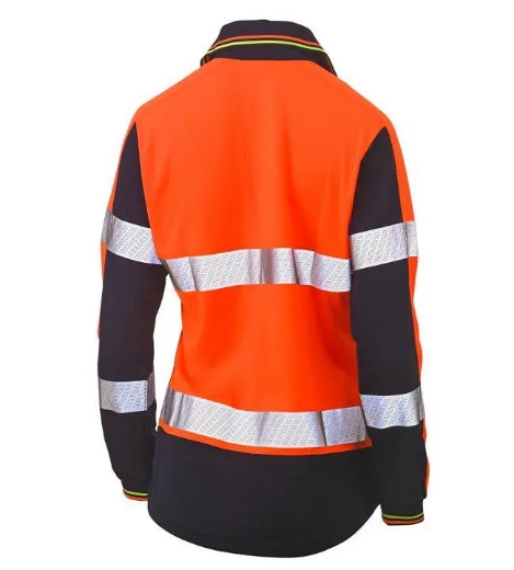 Picture of Bisley,Women's Taped Two Tone Hi Vis V-Neck Polo - Long Sleeve