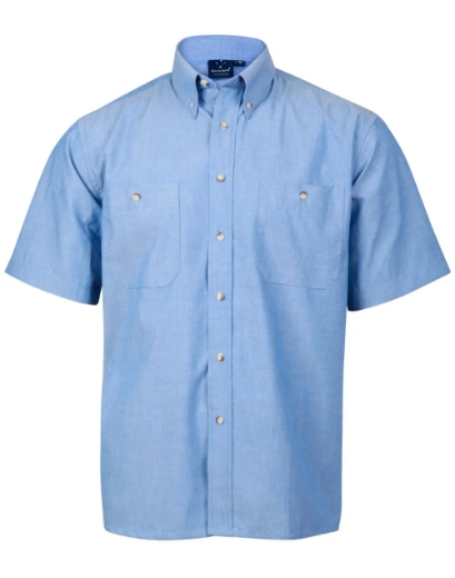 Picture of Winning Spirit, Mens chambray shirt, short sleeve