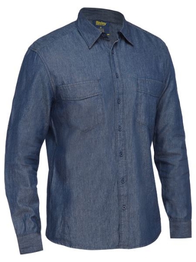 Picture of Bisley, Mens L/S Denim Work Shirt