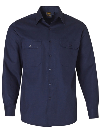 Picture of Winning Spirit, Mens Cotton Drill L/S Work Shirt